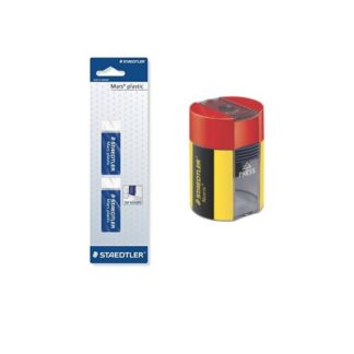 Steadtler - Sharpener and Eraser Combo - Eraser in Swing out Sleeve plus 2 Hole Sharpener