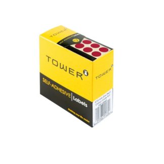 Tower Circle Labels Roll Pack - Colour Circle Labels - 10mm Diameter - Red