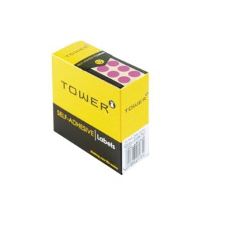 Tower Circle Labels Roll Pack - Colour Circle Labels - 10mm Diameter - Pink