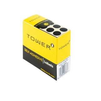 Tower Circle Labels Roll Pack - Colour Circle Labels - 13mm Diameter - Black