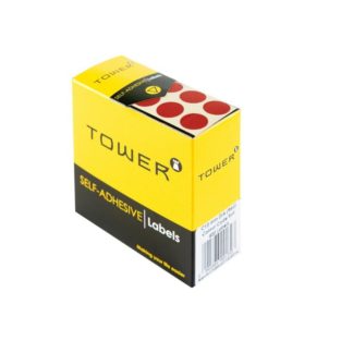 Tower Circle Labels Roll Pack - Colour Circle Labels - 13mm Diameter - Red