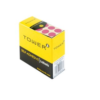 Tower Circle Labels Roll Pack - Colour Circle Labels - 13mm Diameter - Pink