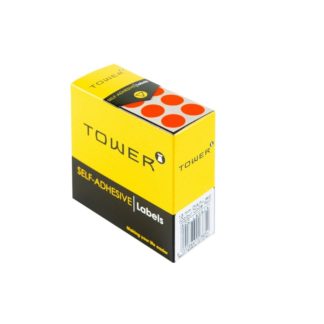 Tower Circle Labels Roll Pack - Colour Circle Labels - 13mm Diameter - Neon Red