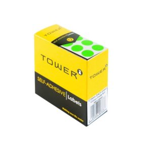 Tower Circle Labels Roll Pack - Colour Circle Labels - 13mm Diameter - Neon Green