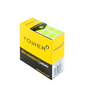 Tower Circle Labels Roll Pack - Colour Circle Labels - 13mm Diameter - Neon Lime