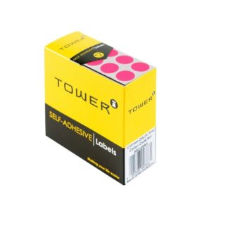 Tower Circle Labels Roll Pack - Colour Circle Labels - 13mm Diameter - Neon Pink