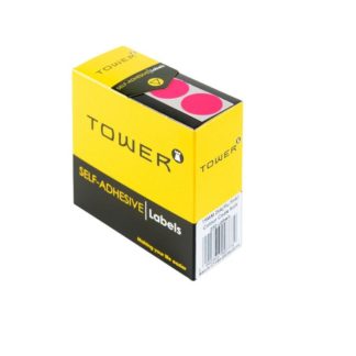 Tower Circle Labels Roll Pack - Colour Circle Labels - 19mm Diameter - Neon Pink