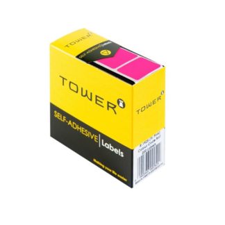 Tower Rectangle Labels Roll Pack - Colour Rectangle Labels - 19 x 25mm - Neon Pink