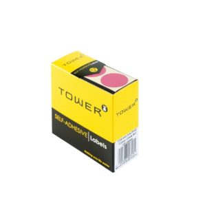 Tower Circle Labels Roll Pack - Colour Circle Labels - 25mm Diameter - Pink
