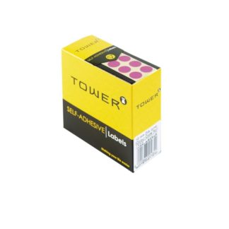 Tower Circle Labels Roll Pack - Colour Circle Labels - 32mm Diameter - Pink
