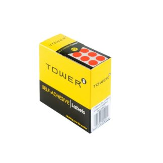 Tower Circle Labels Roll Pack - Colour Circle Labels - 32mm Diameter - Neon Red