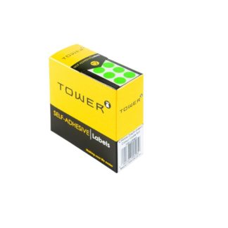 Tower Circle Labels Roll Pack - Colour Circle Labels - 32mm Diameter - Neon Green