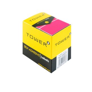 Tower Rectangle Labels Roll Pack - Colour Rectangle Labels - 32 x 50mm - Neon Pink
