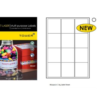 Tower Multi-Purpose Labels - A4 63.5 x 72 3 Across 4 Down Per Sheet - White
