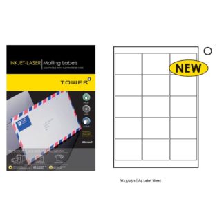 Tower Mailing Labels - A4 66.53 x 53.8 Across 3 Down 5 Per Sheet - White