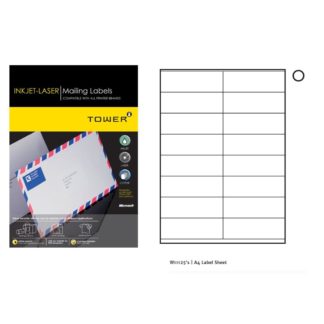 Tower Mailing Labels - A4 35 x 105 2 Across 8 Down 16 Per Sheet - White