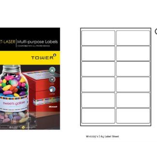 Tower Multi-Purpose Labels - A4 46 x 101 2 Across 6 Down 12 Per Sheet - White