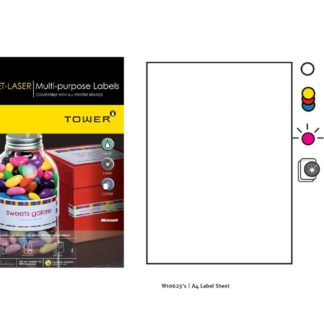 Tower Multi-Purpose Labels - A4 210 x 298 1 Across 1 Down 1 Per Sheet - White