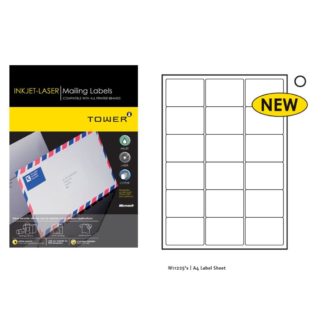 Tower Mailing Labels - A4 46.6 x 63.5 3 Across 6 Down 18 Per Sheet - White