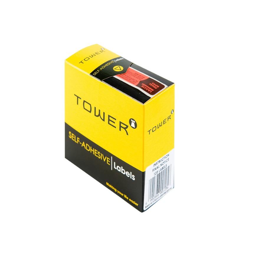 Tower Instruction Labels - 15 x 40mm Final Notice - Black on N/Red