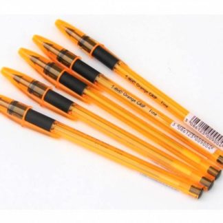 Bic Ballpens - Orange Grip Fine - Clear Orange Barrel with Rubber Grip Fine Blister x 2 - Black