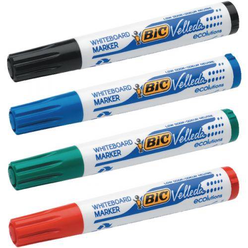 Bic Marking - Velleda - Whiteboard Marker Fine Wallet of 4 - Assorted