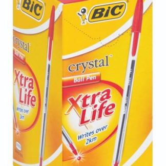Bic Ballpens - Cristal Xtra Life - Medium Clear Barrel - Red