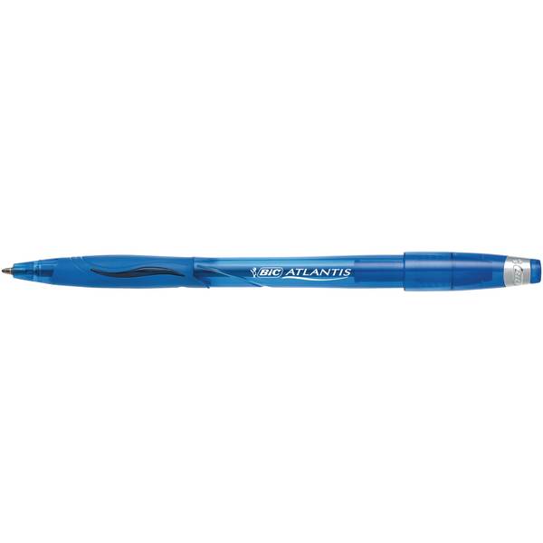 Bic Ballpens - Atlantis Medium - Clear Barrel Medium Grip Retractable - Blue