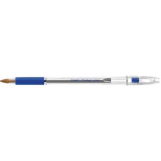 Bic Ballpens - Cristal Grip Meduim - Medium Clear Barrel with Rubber Grip Blister x 2 - Blue