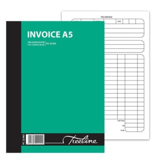 Treeline Pen Carbon Book Printed - A5 - Duplicate 100's  Invoice - White Bond