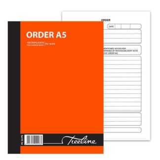 Treeline Pen Carbon Book Printed - A5 - Duplicate 100's  Order - White Bond
