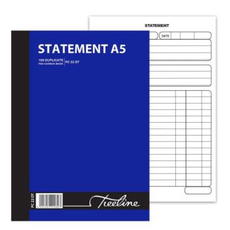 Treeline Pen Carbon Book Printed - A5 - Duplicate 100's  Statement - White Bond