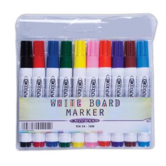 Colloso Whiteboard Markers Bullet Point Wallet of 10 - Assorted