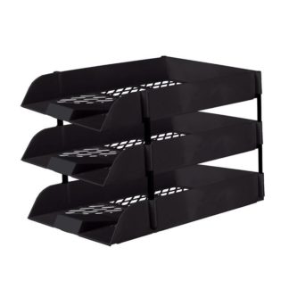 Treeline Desk Letter Trays - Plastic Letter Trays - Black
