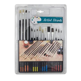 Treeline Paint Brushes - Artist Brushes Small Horse Hair - Artist Brush Set - 15 piece - Black
