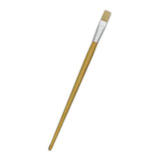 Treeline Paint Brushes - Long Handle Brushes Flat Synthetic - Size 6 - Beige