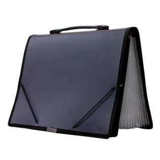 Treeline Expanding File PVC - Expanding File with Handle - 6 Division with Labels - Black