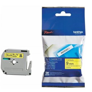 Brother Non-Laminated Tape - For : PT 80, PT 90 - MK621B - Black on Yellow