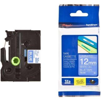 Brother Laminated Tape - TZ535 - 12mm - White on Blue
