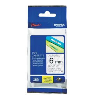 Brother Laminated Tape - TZ111 - 6mm - Black on Clear