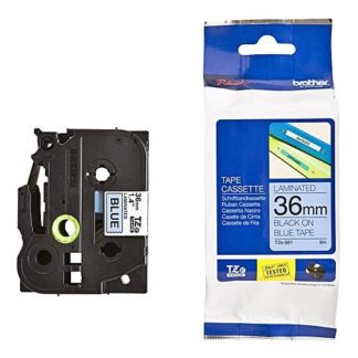 Brother Laminated Tape - TZ561 - 36mm - Black on Blue