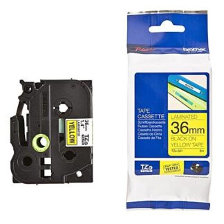 Brother Laminated Tape - TZ661 - 36mm - Black on Yellow