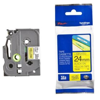 Brother Laminated Tape - TZ651 - 36mm - Black on Yellow