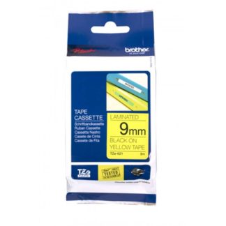 Brother Laminated Tape - TZ621 - 9mm - Black on Yellow