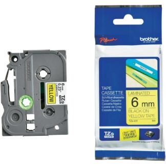 Brother Laminated Tape - TZ611 - 6mm - Black on Yellow