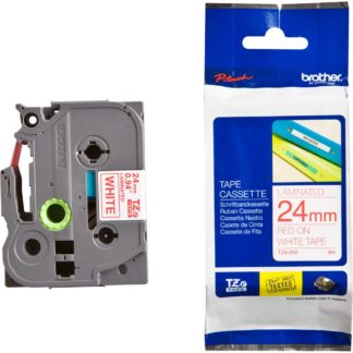 Brother Laminated Tape - TZ252 - 24mm - Red on White