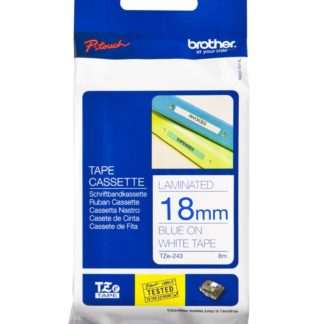 Brother Laminated Tape - TZ243 - 18mm - Blue on White