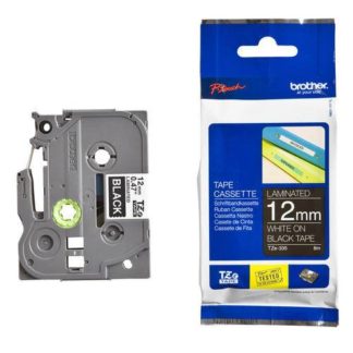 Brother Laminated Tape - TZ335 - 12mm - White on Black