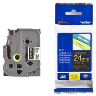 Brother Laminated Tape - TZ354 - 24mm - Gold on Black