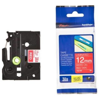Brother Laminated Tape - TZ435 - 12mm - White on Red